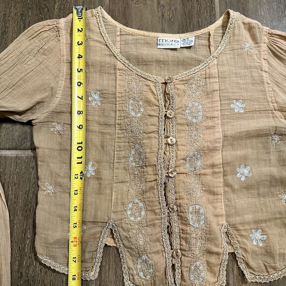 More By Lata Y2K Embroidered Button Up Top M Cottagecore Fairy Peasant Hippie - Picture 8 of 8